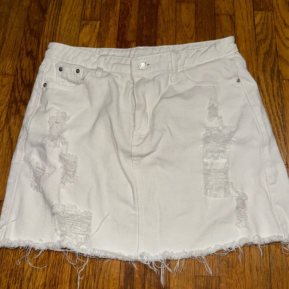 SHEIN white jean skirt